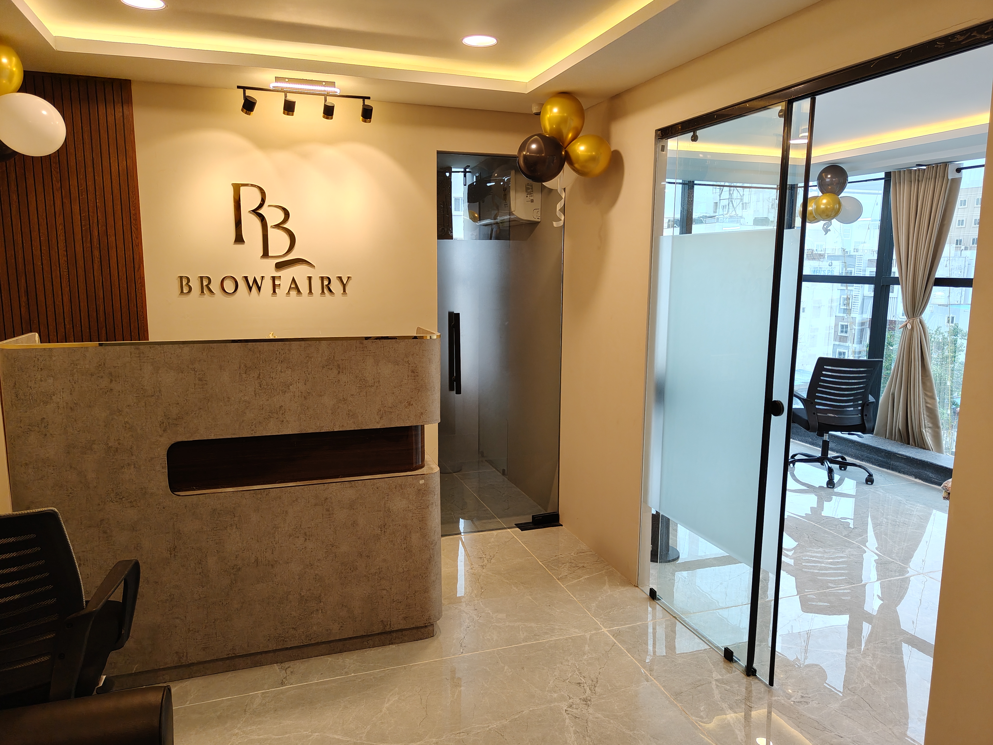 Browfairy PMU studio interior in Kondapur, Hyderabad